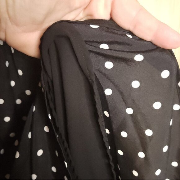 Talbots Petite Black White Polka-dot Sleeveless Flowy Dress 8P - Picture 7 of 9